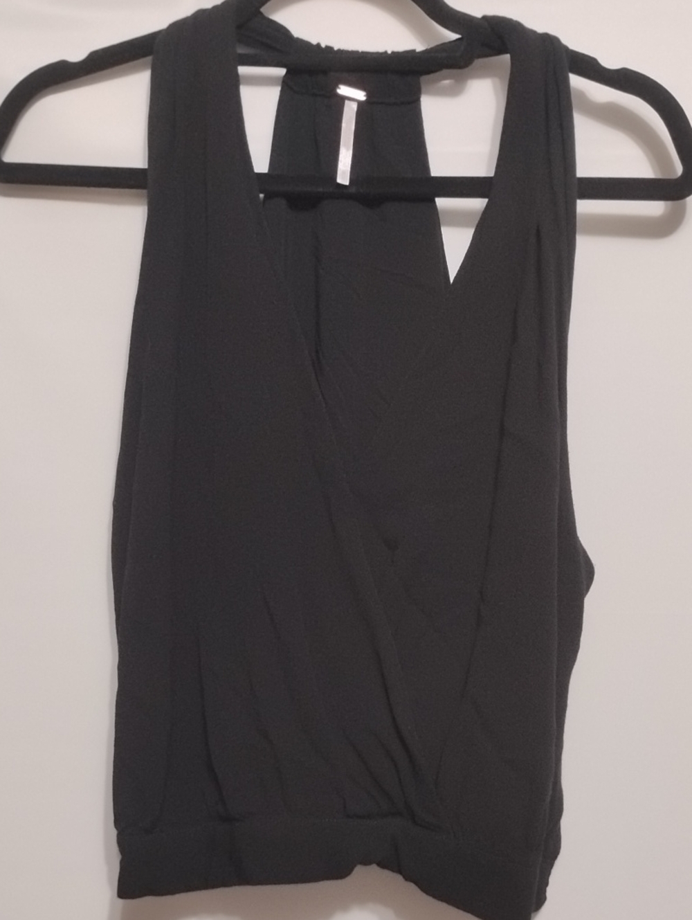 Free People Black Sleeveless V-Neck Women's T-Strap Back Top